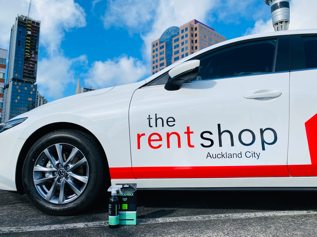 The Rent Shop Auckland City use Wakawax Waterless Wash as their go to automotive cleaner!